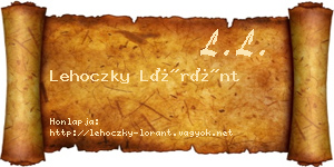Lehoczky Lóránt névjegykártya