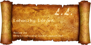 Lehoczky Lóránt névjegykártya